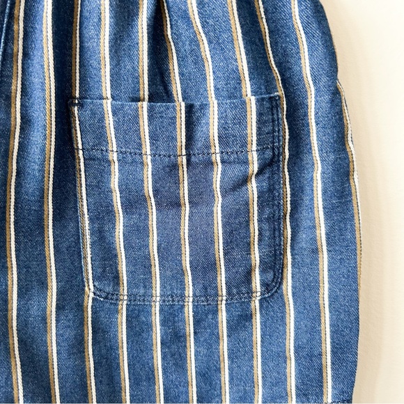 Aritzia Wilfred Free Vertical Striped Shorts Drawstring High Waist Blue Size XS - Picture 4 of 7